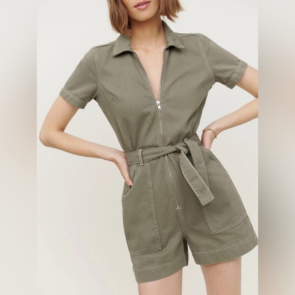 Reformation Cassidy Denim Short Jumpsuit
